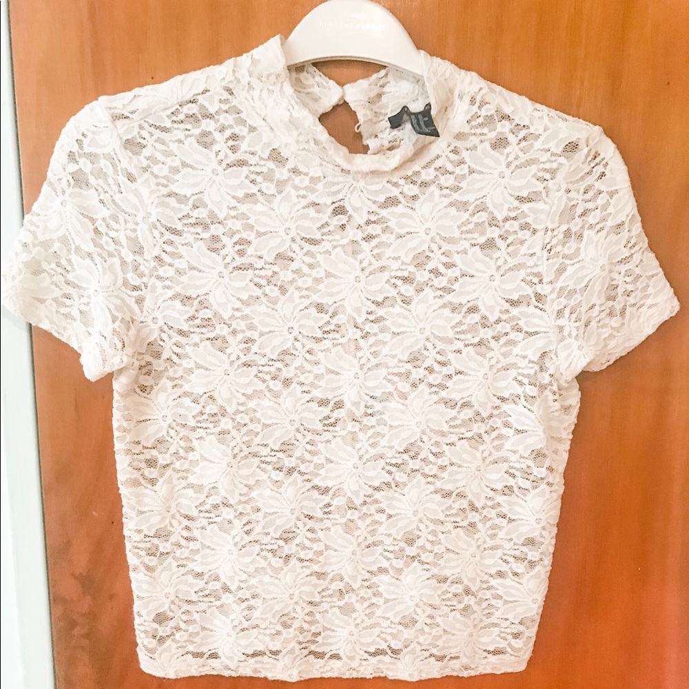 Forever 21 see through lace top size XL white